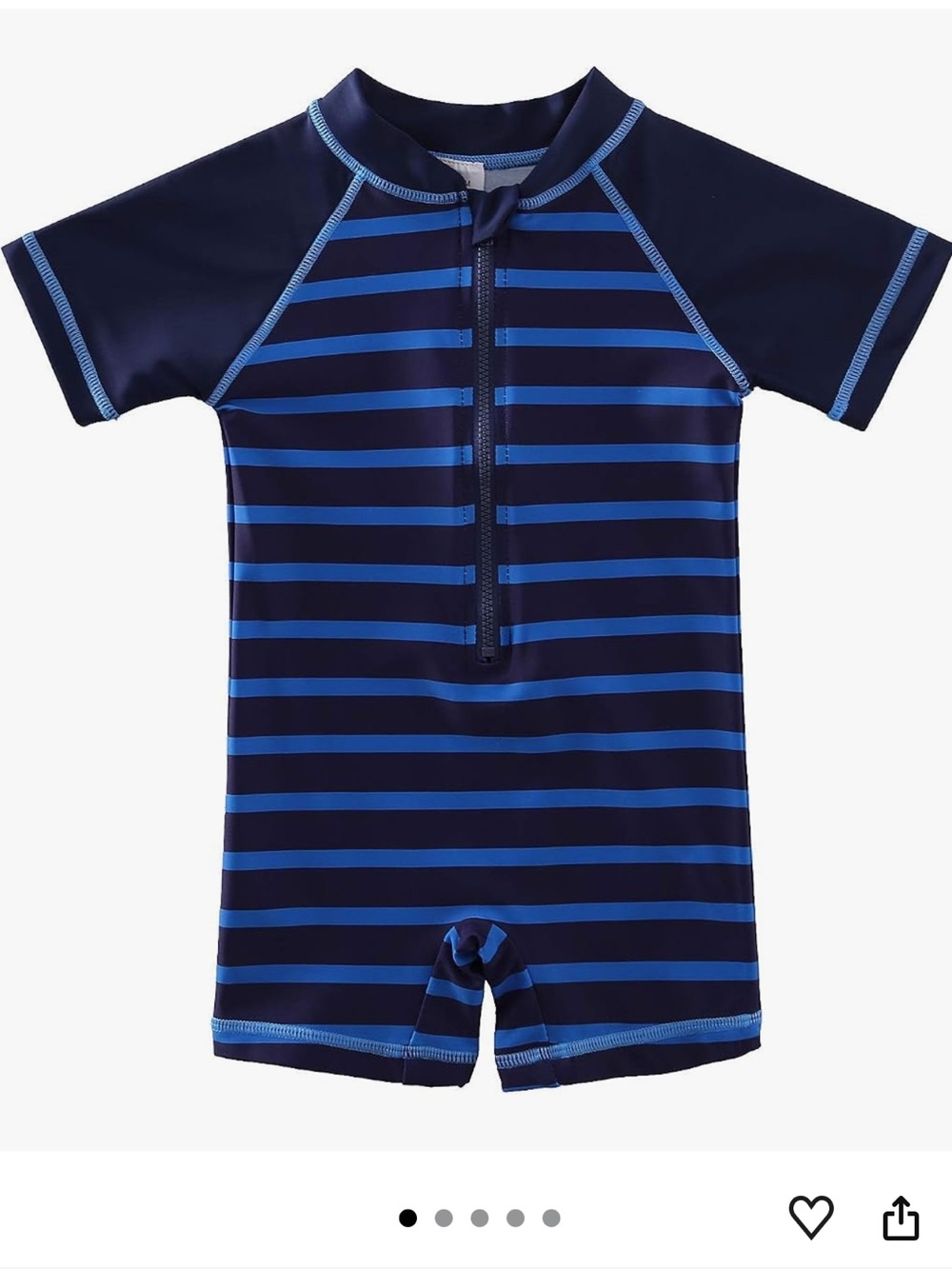 Boys Navy and Blue Striped Short Sleeve Swim Suit size 18-24M BNWT